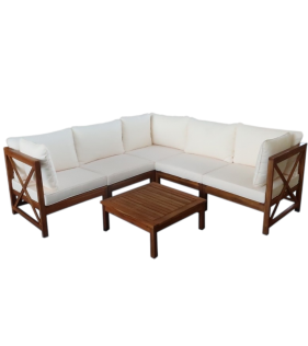 Набор садовой мебели из акации, 2 предмета, угловой диван и стол, TP6004.1.3